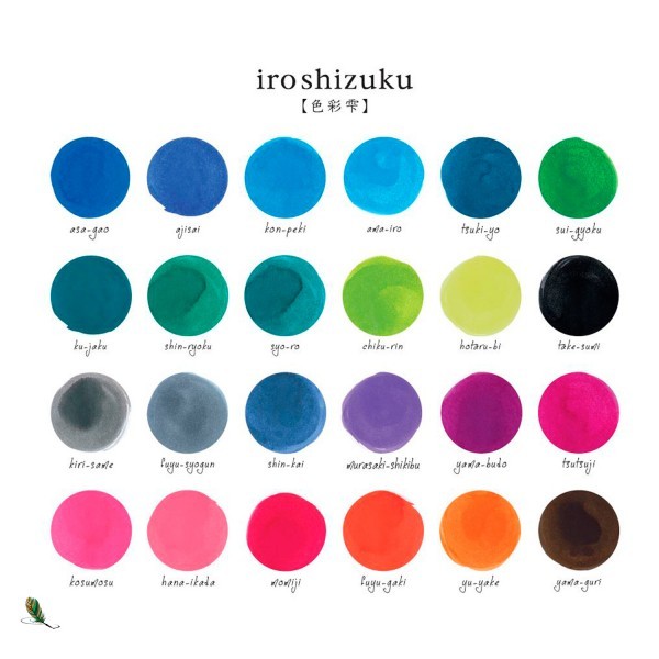 Different colors of Pilot's Iroshizuku inks