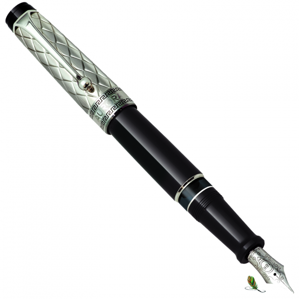 Aurora Optima Riflessi Silver-Black Fountain Pen