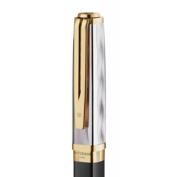 Palladium-plated cap with a wave pattern of the Waterman Paris